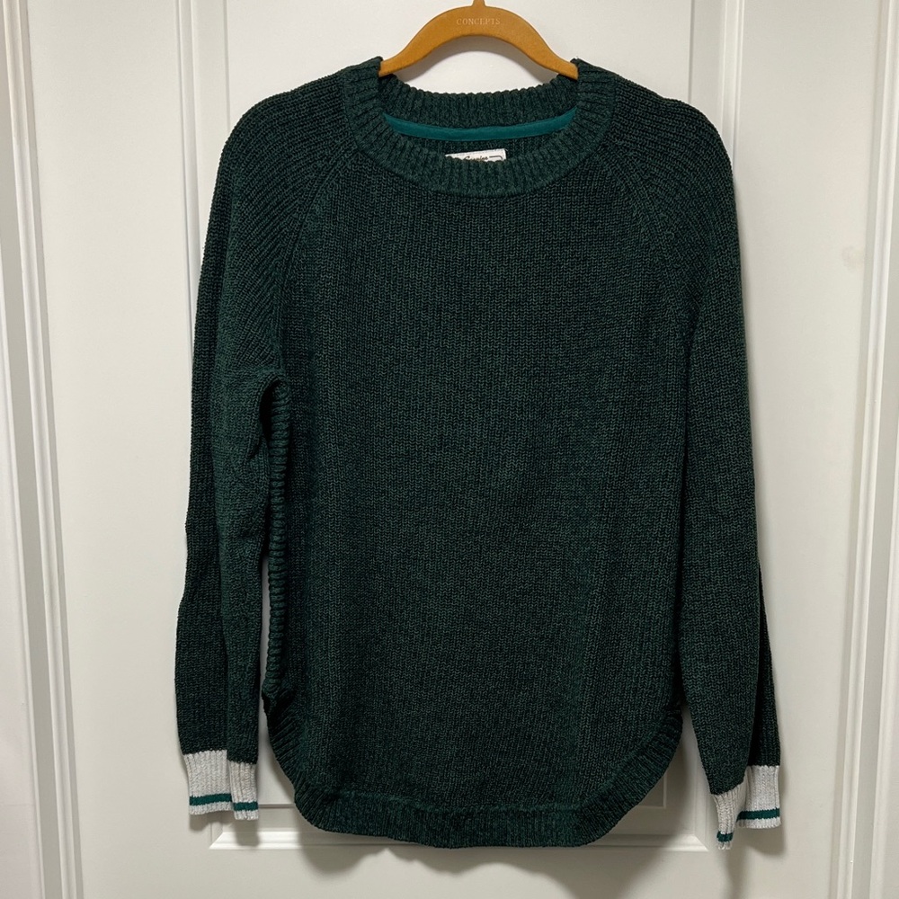 Roots Dark Green Scoop Neck Sweater with White Trim